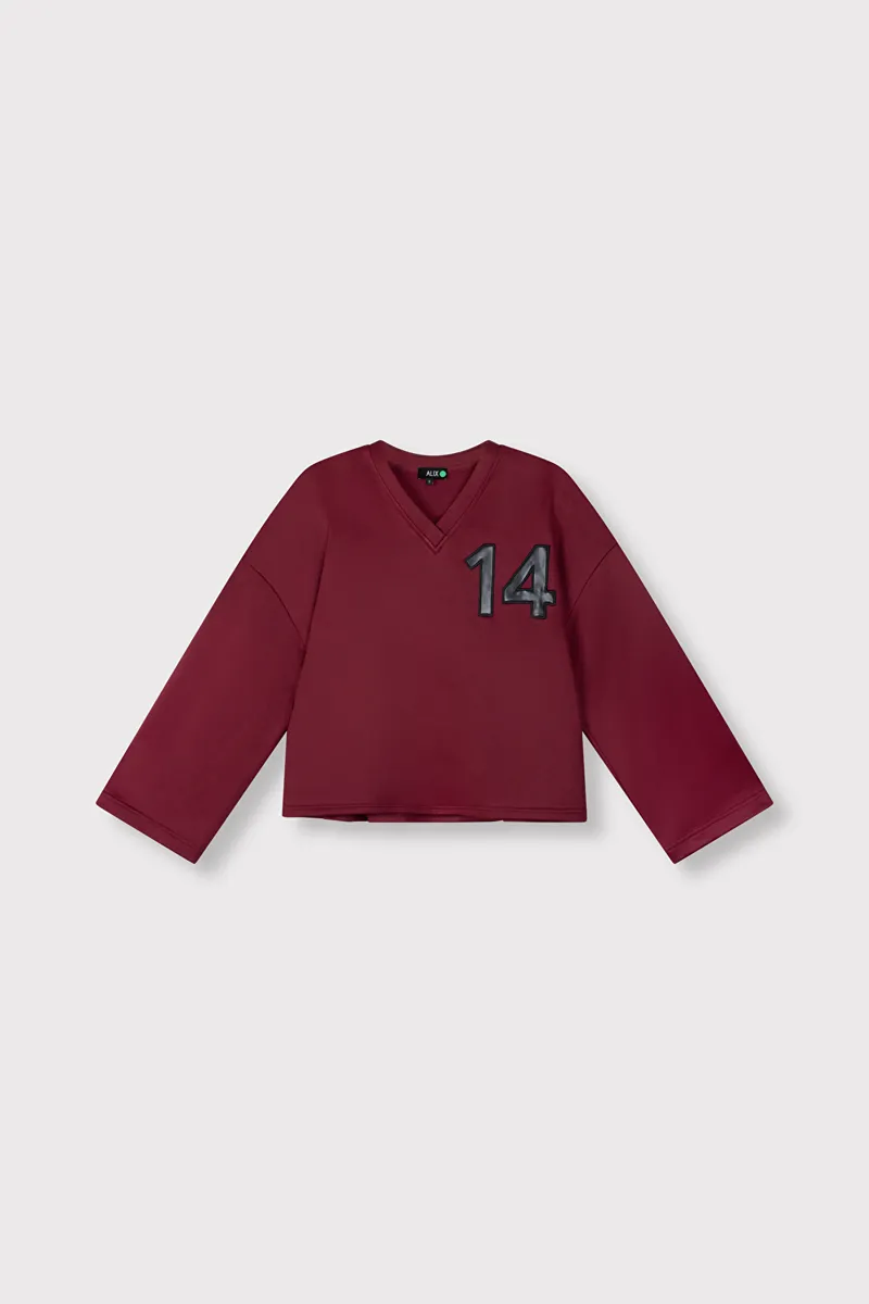 Baseball Sweater van ALIX The Label, kleur Bordeax