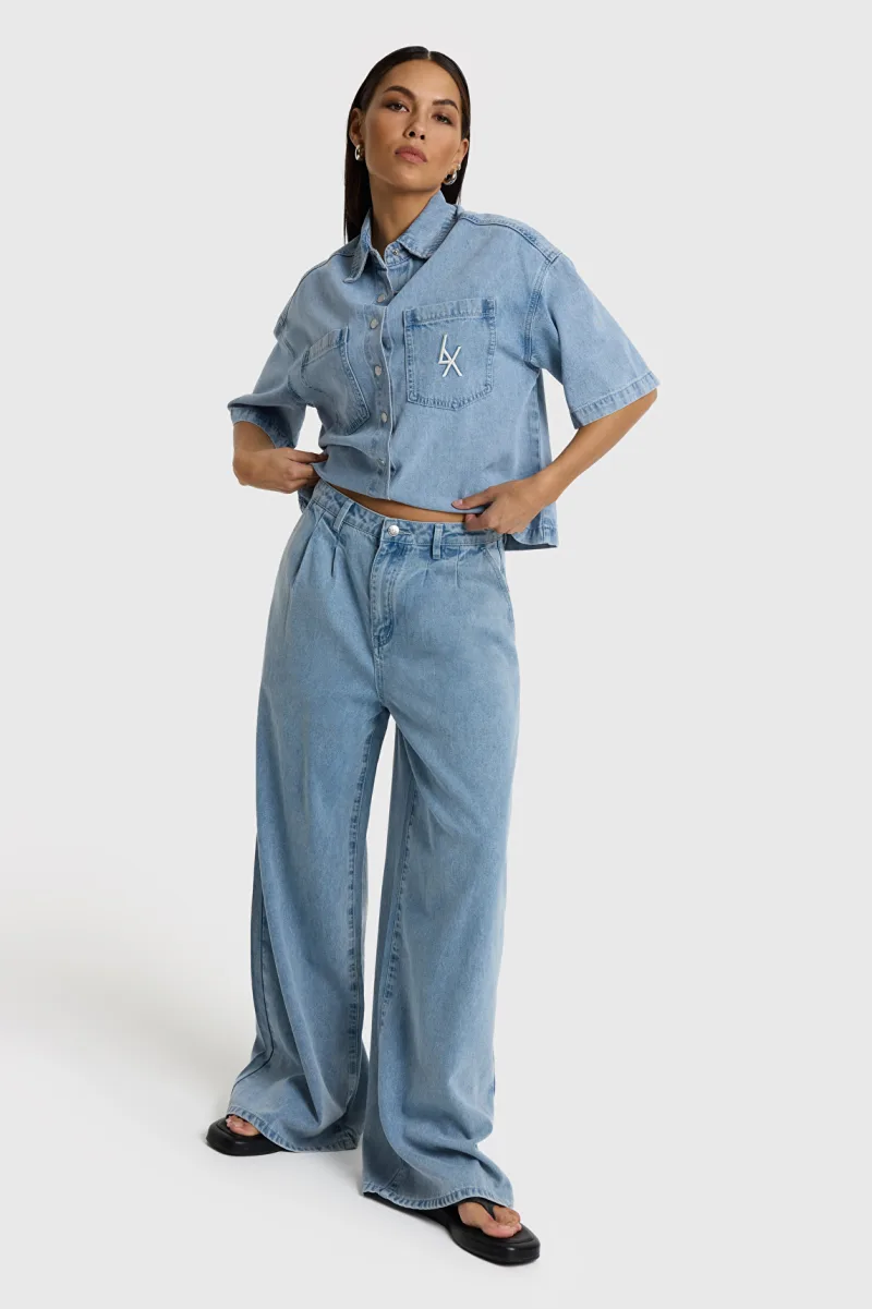 Denim Wide Pants van ALIX The Label, kleur Light Blue Denim