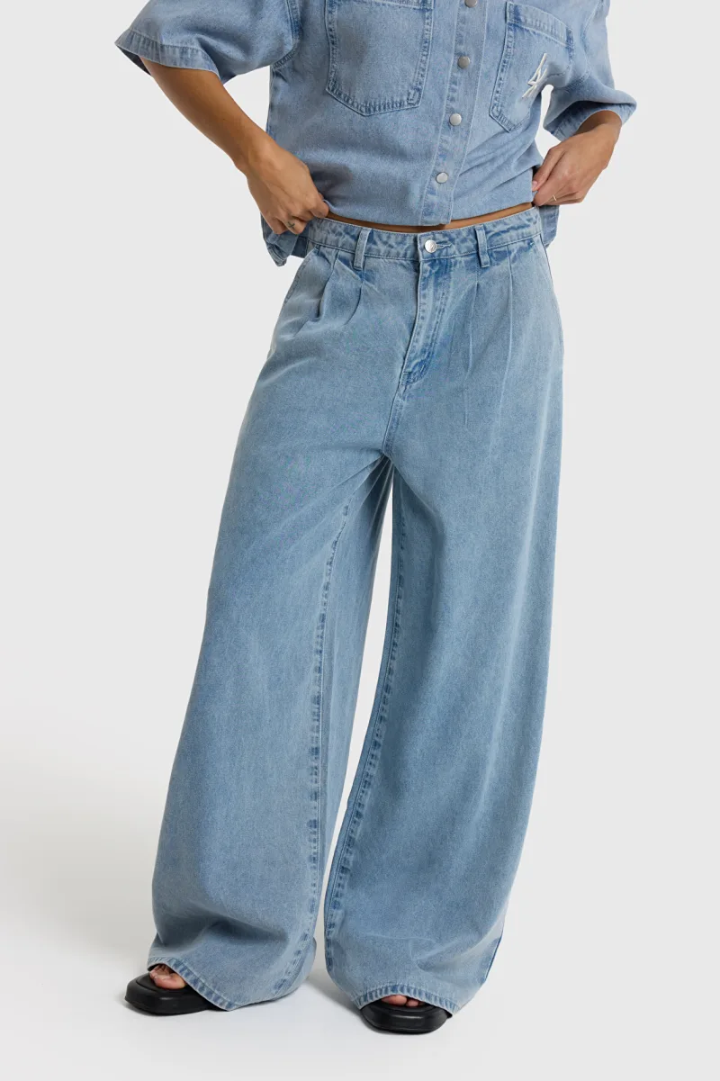 Denim Wide Pants van ALIX The Label, kleur Light Blue Denim