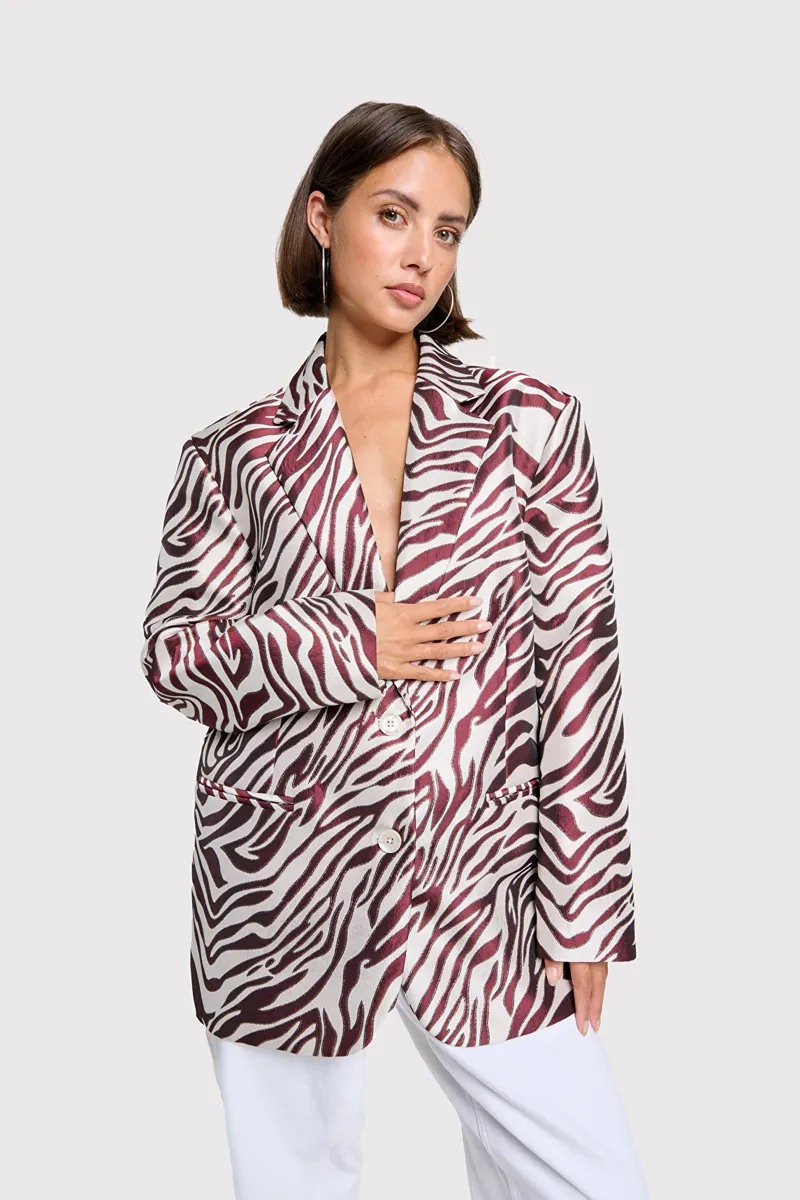 Jacquard Blazer van ALIX The Label, kleur Bordeaux