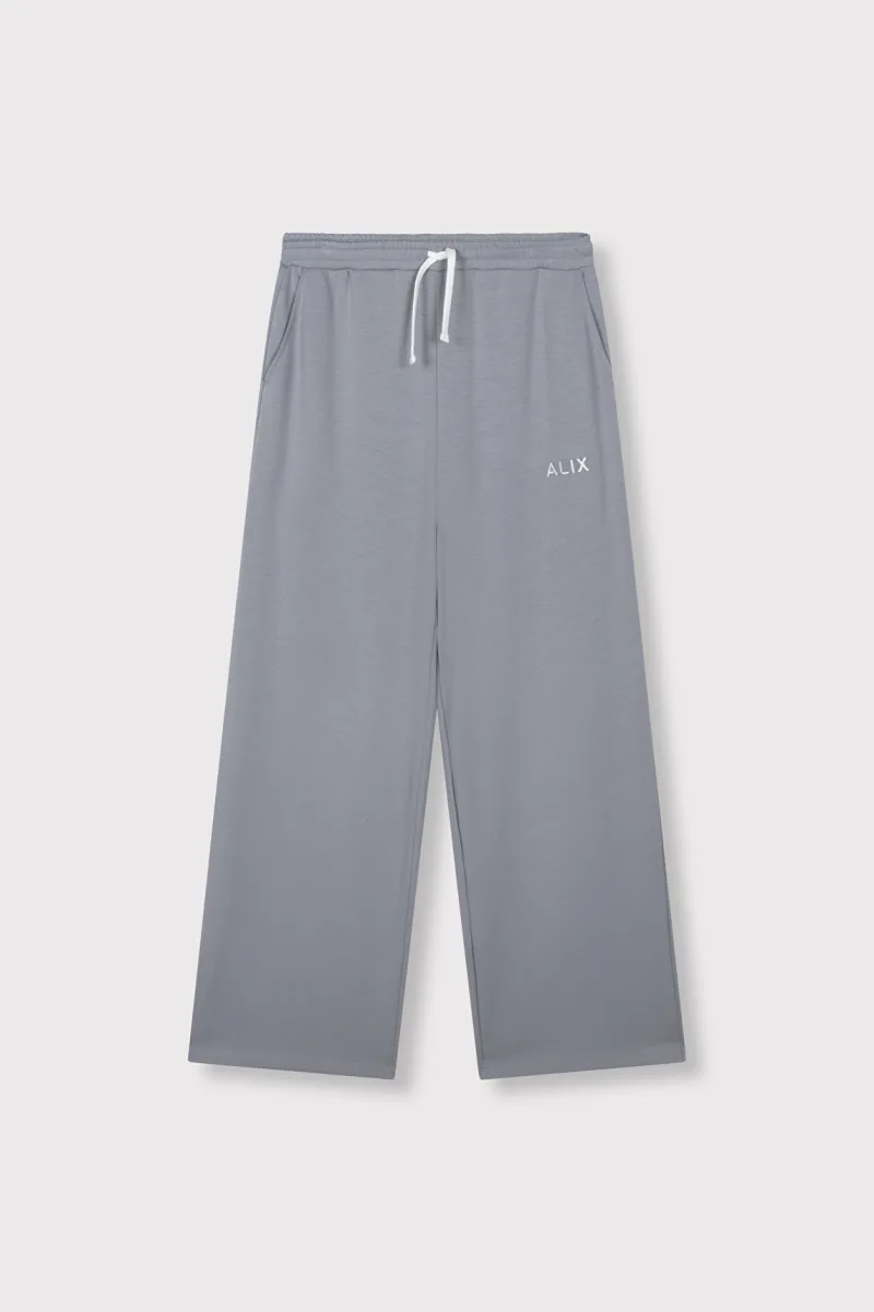 Ladies Knitted Scuba Wide Leg Pants van ALIX The Label, kleur Light Grey