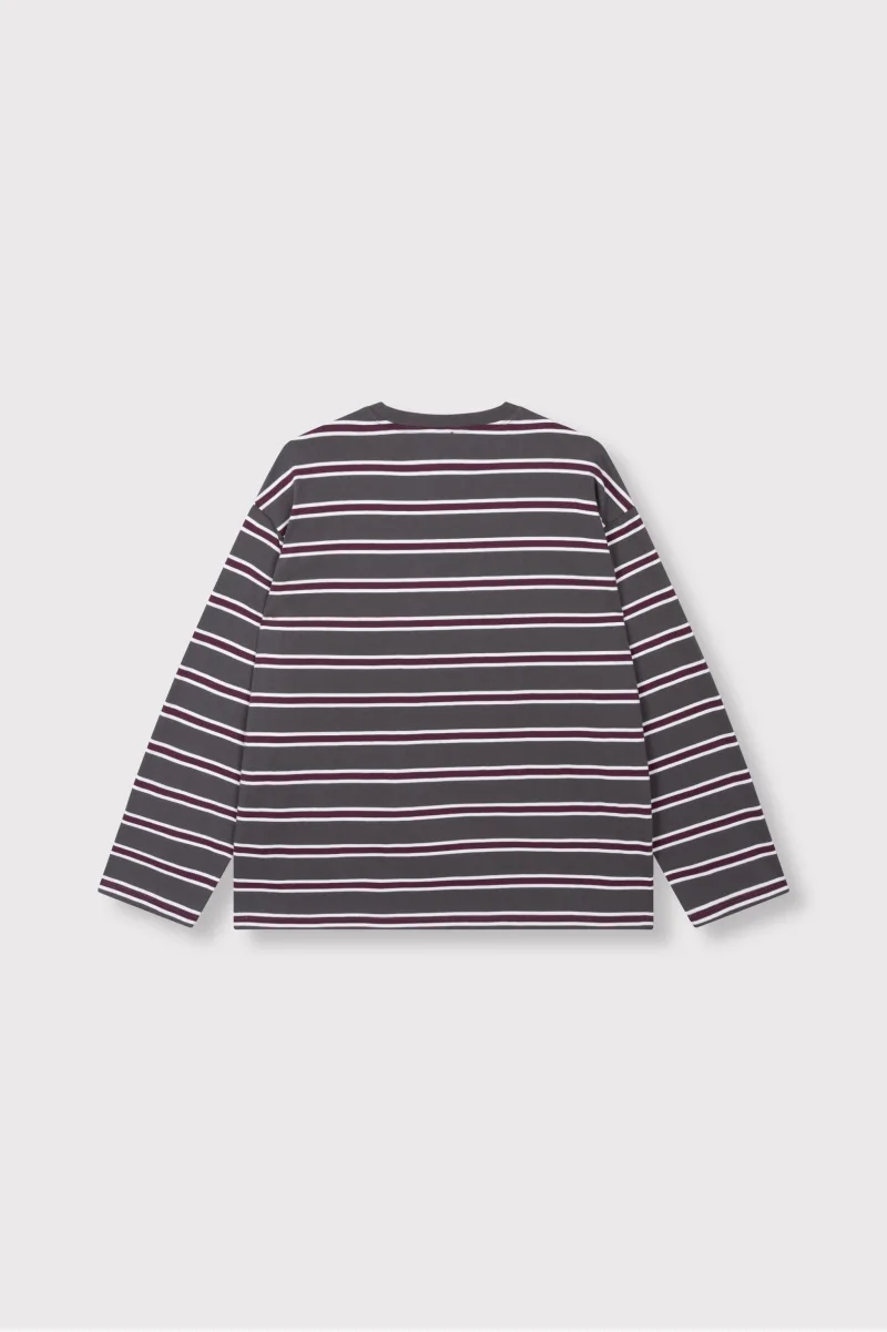 Ladies Knitted Stripe Longsleeve T-Shirt van ALIX The Label, kleur Antracite
