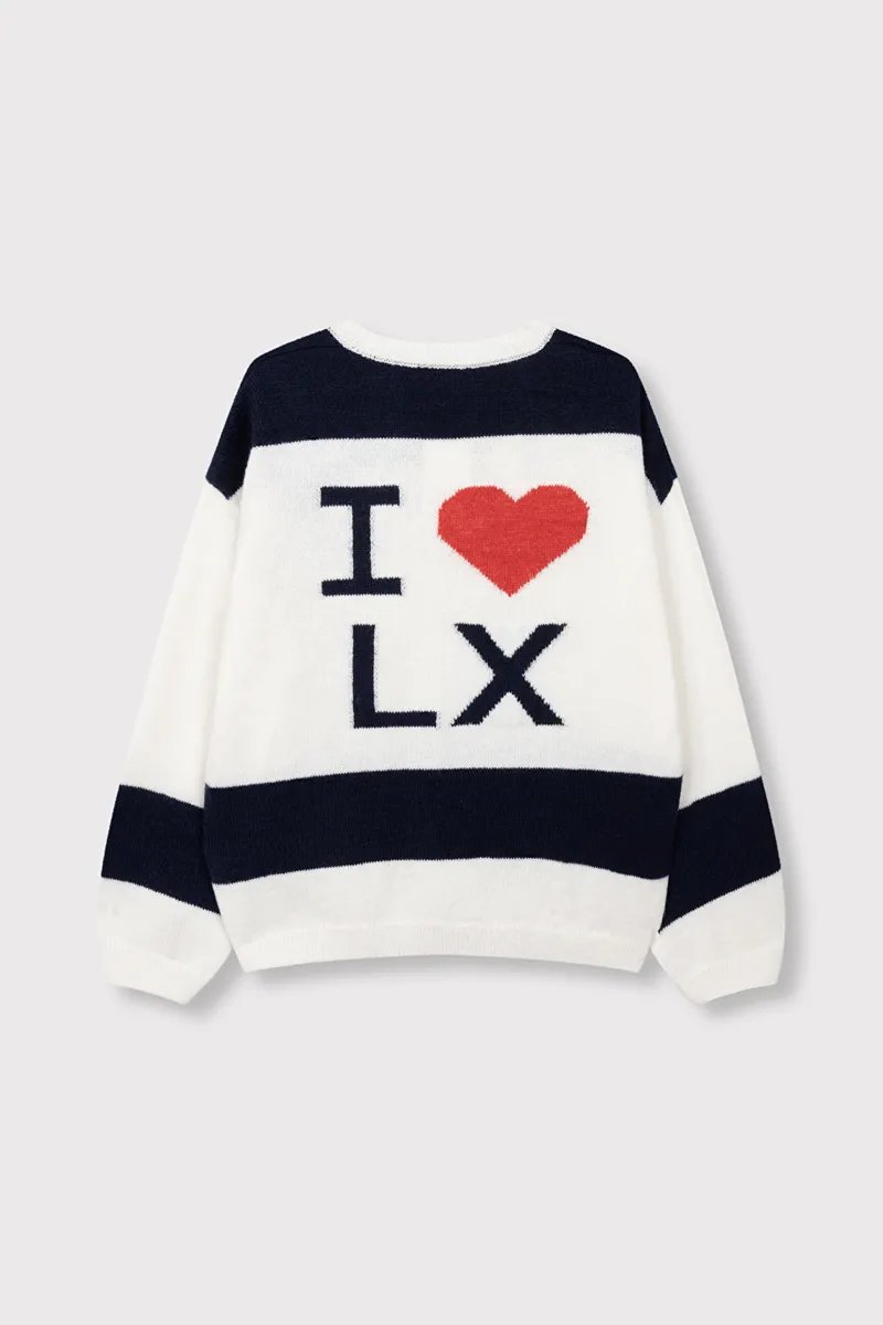 Ladies Knitted Striped Pullover van ALIX The Label, kleur Cream