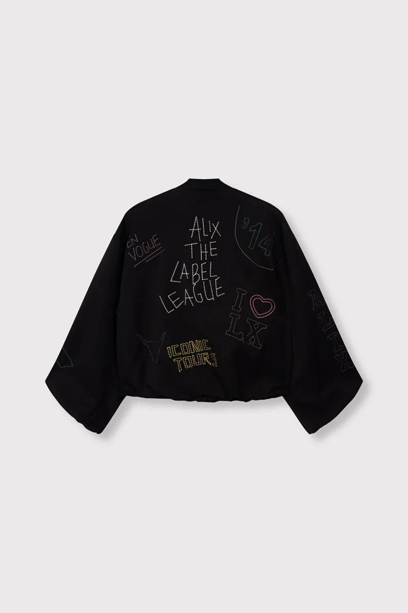 Ladies Woven Artwork Bomber van ALIX The Label, kleur Black