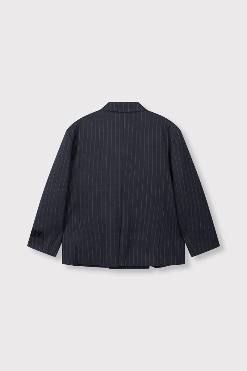 Ladies Woven Big Stripe Oversized Blazer van ALIX The Label, kleur Mid Grey