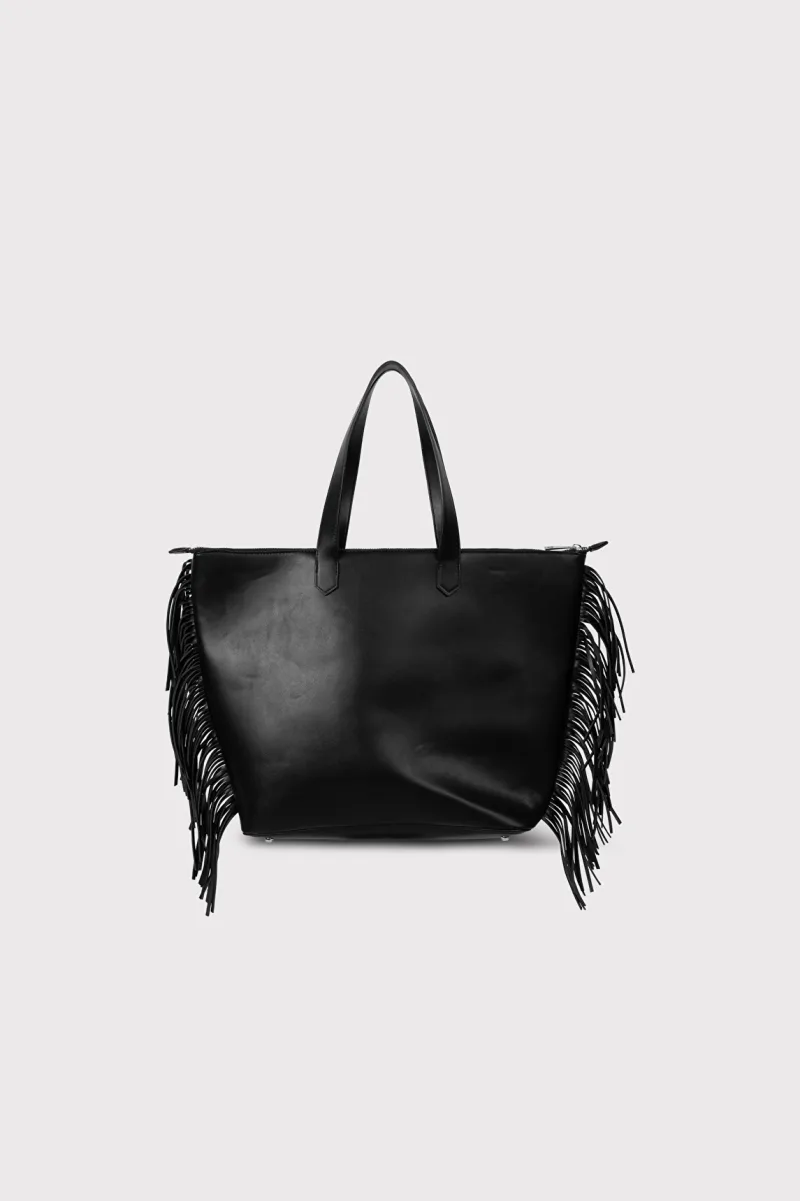 Ladies Woven Faux Fringes Shopper van ALIX The Label, kleur Black