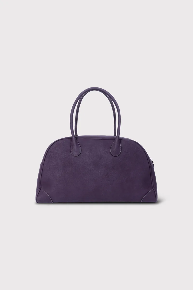 Ladies Woven Faux Leather Bowling Bag van ALIX The Label, kleur Aubergine