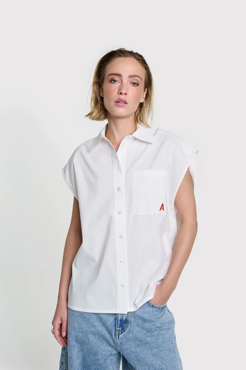 Ladies Woven Sleeveless Blouse van ALIX The Label, kleur Soft White
