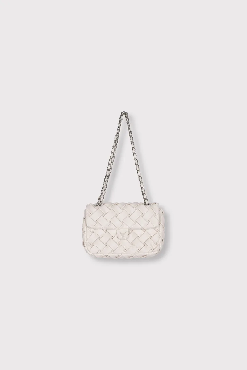 Ladies Woven Small Boucle Bag van ALIX The Label, kleur Cream