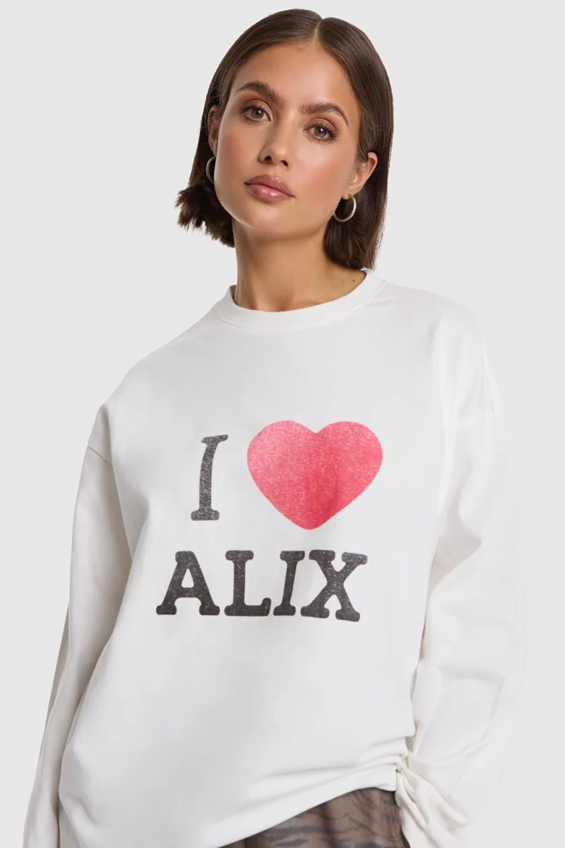 Longsleeve I Love Alix van ALIX The Label, kleur Soft White