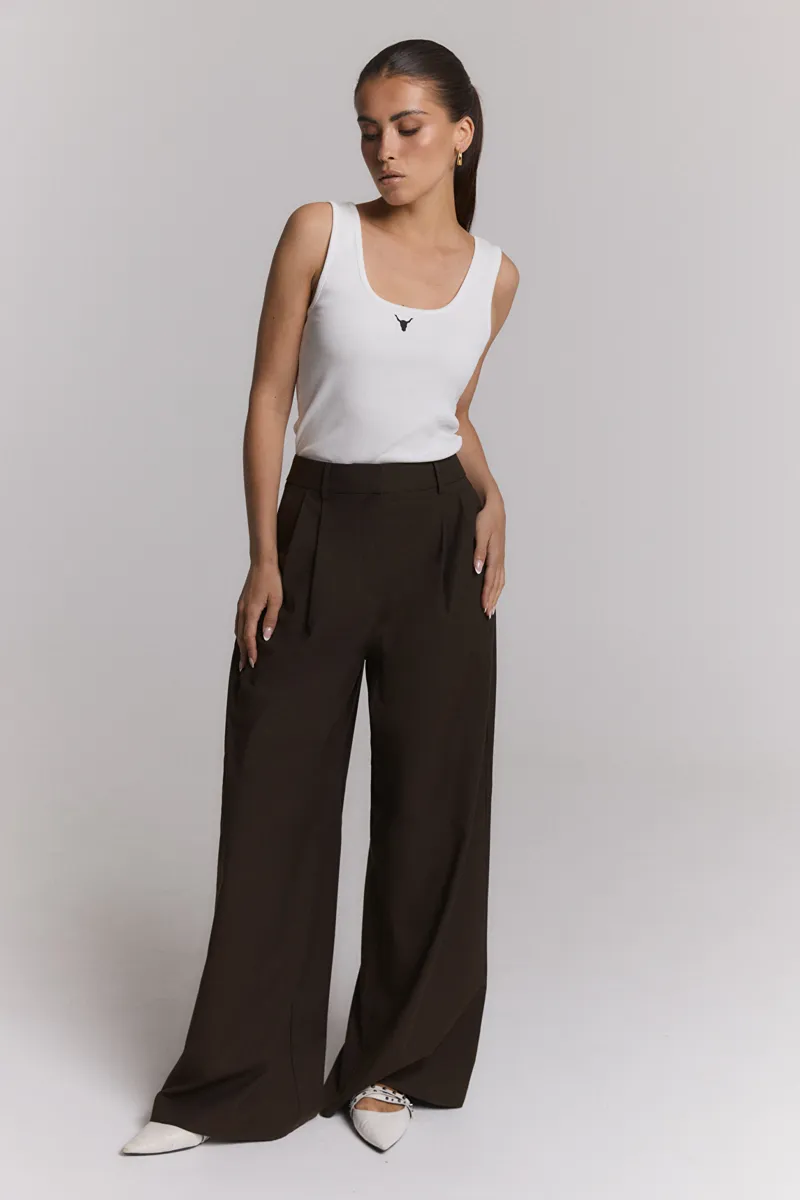 Wide Leg Pants van ALIX The Label, kleur Deep Brown