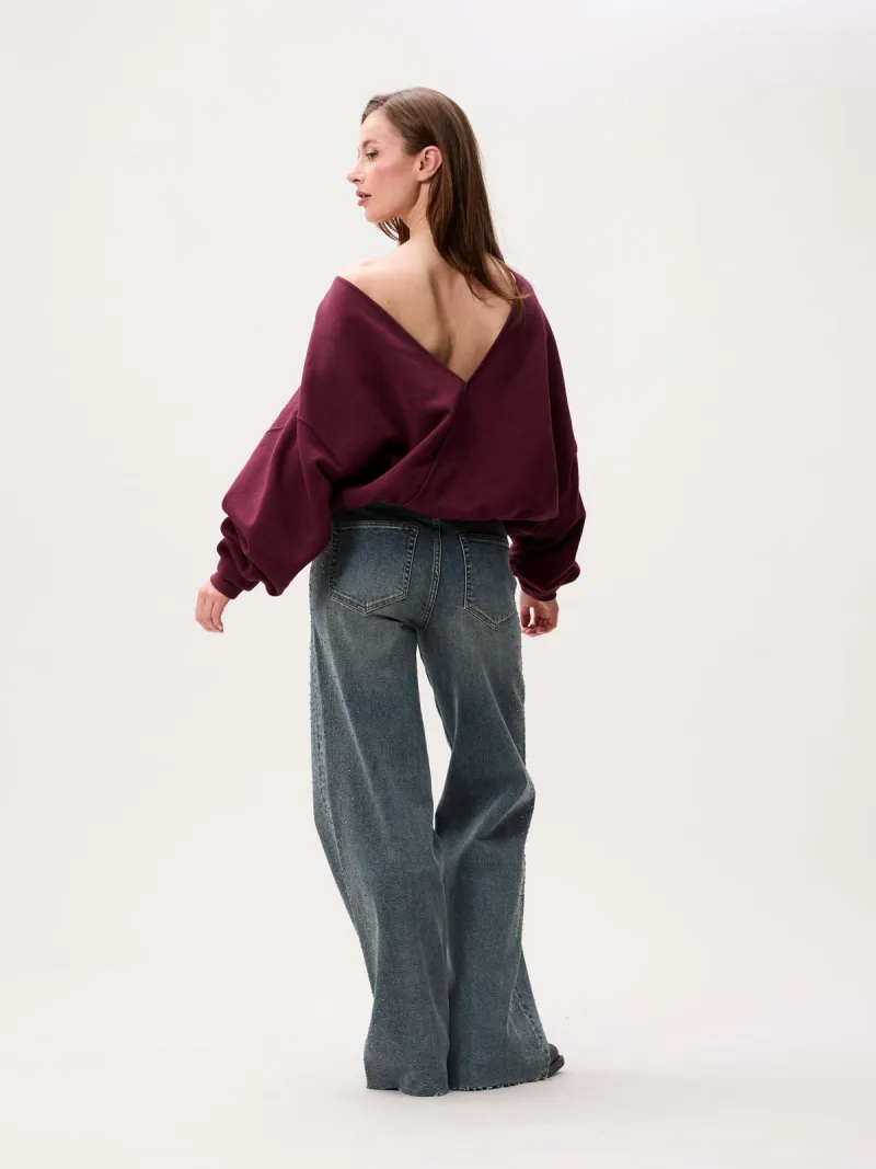 Back Detailed Sweater van Catwalk Junkie, kleur Merlot