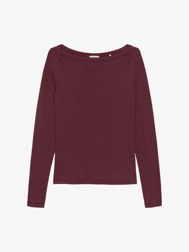 Boatneck Rib Long Sleeve van Catwalk Junkie, kleur Merlot