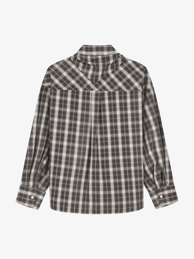Check Blouse With Triangle Scarf van Catwalk Junkie, kleur Brownie