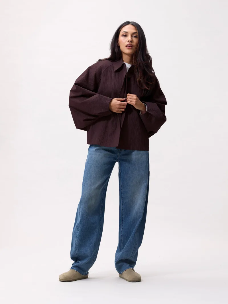 Check Cape Jacket van Catwalk Junkie, kleur Plum