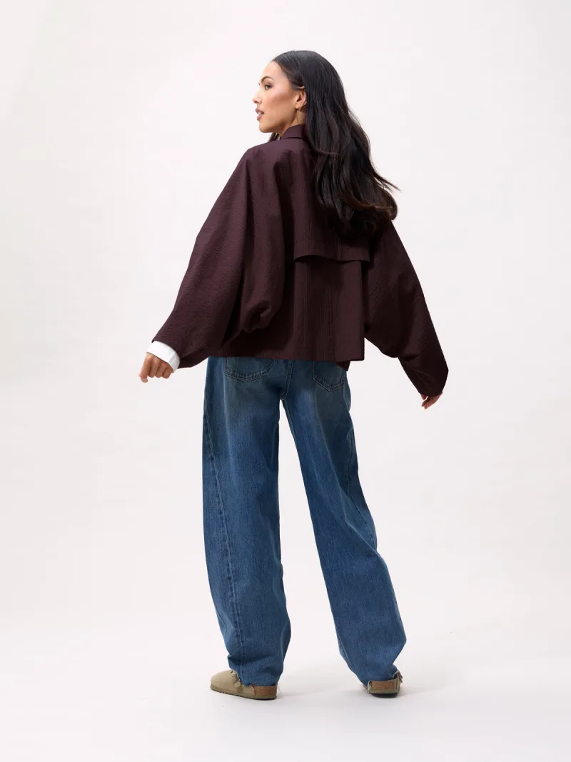 Check Cape Jacket van Catwalk Junkie, kleur Plum