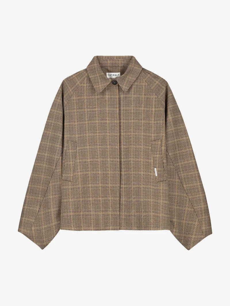 Check Cape Jacket van Catwalk Junkie, kleur Caramel