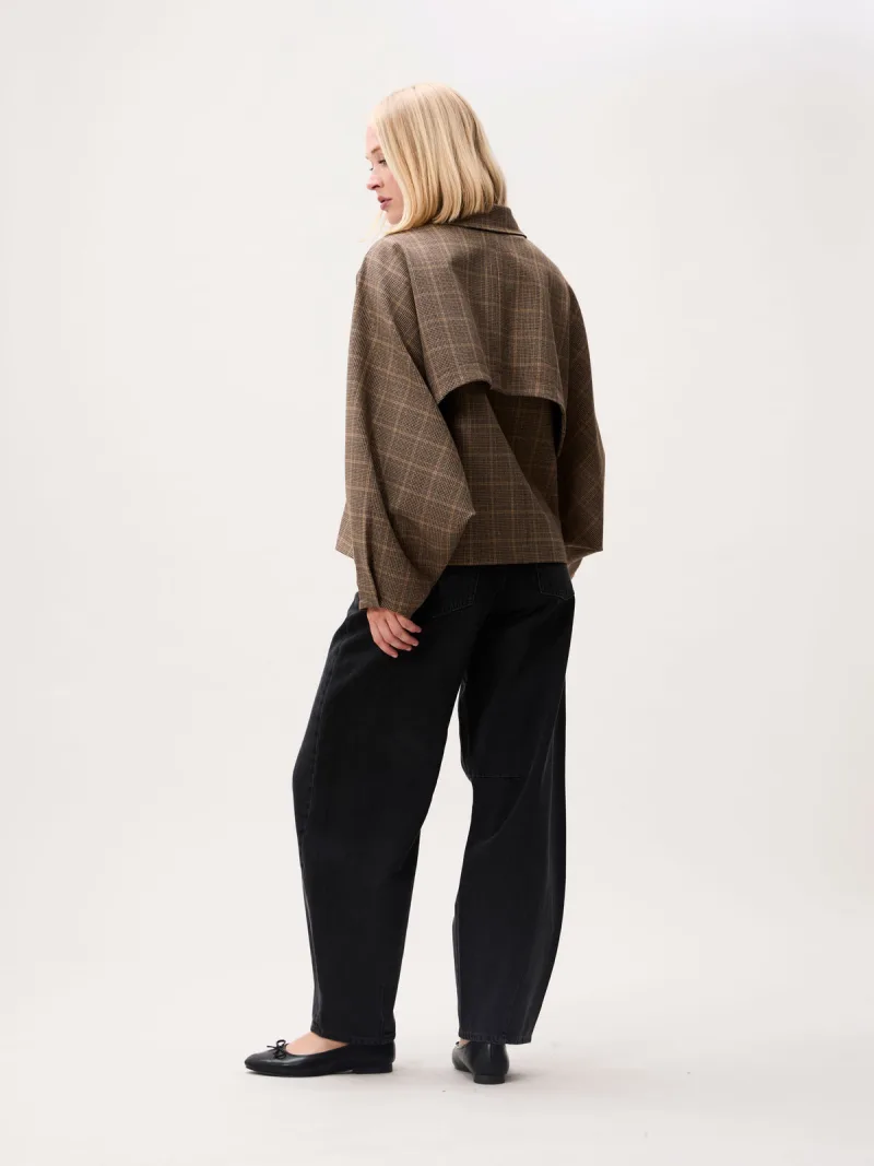 Check Cape Jacket van Catwalk Junkie, kleur Caramel