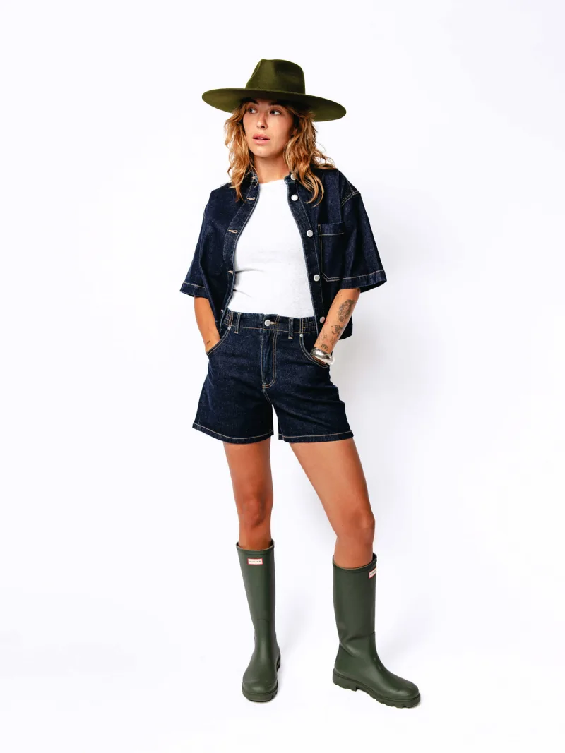 Denim Shorts With Elastic Waistband van Catwalk Junkie, kleur Dark Blue