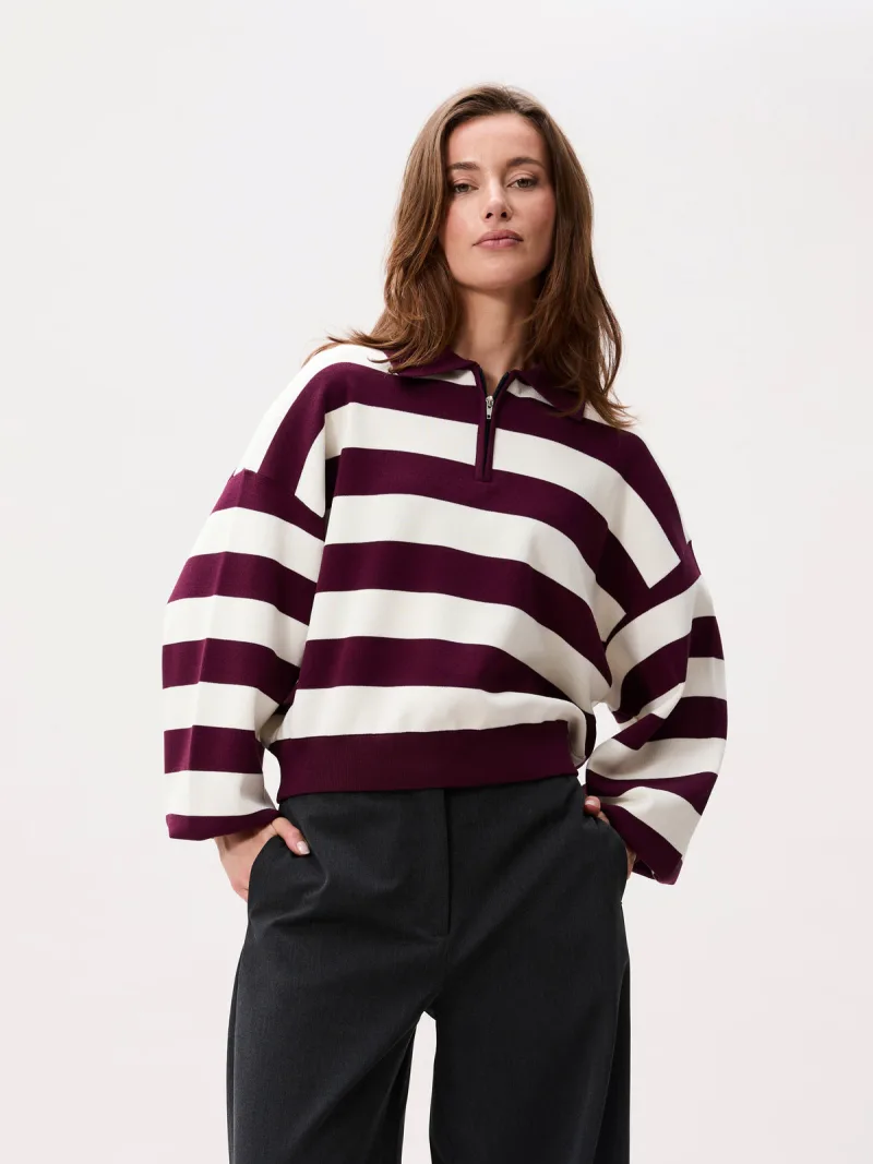Knitted Polo van Catwalk Junkie, kleur Merlot
