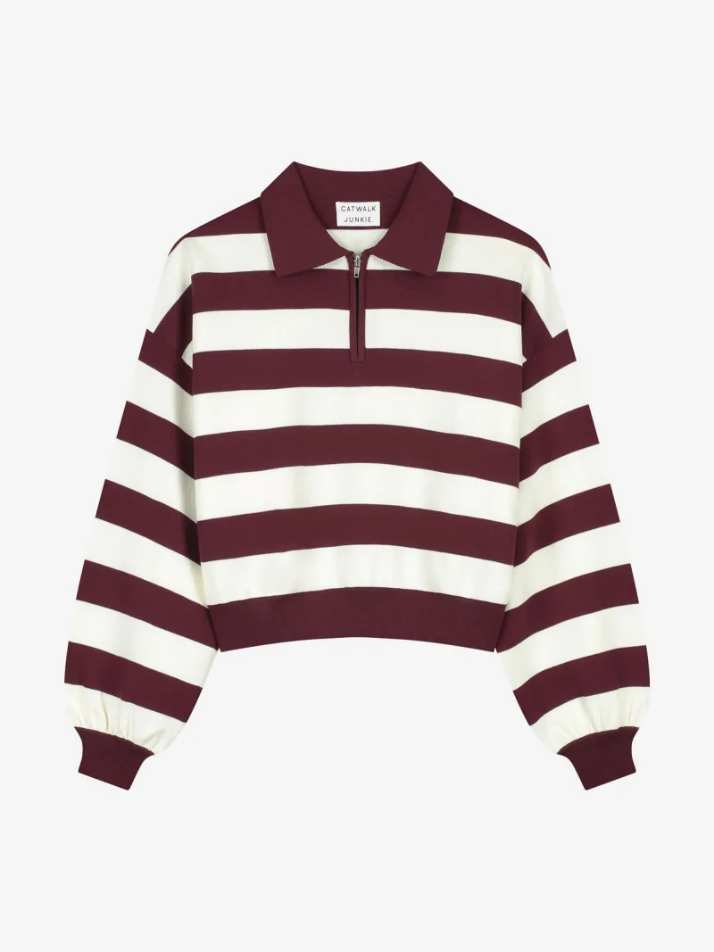 Knitted Polo van Catwalk Junkie, kleur Merlot