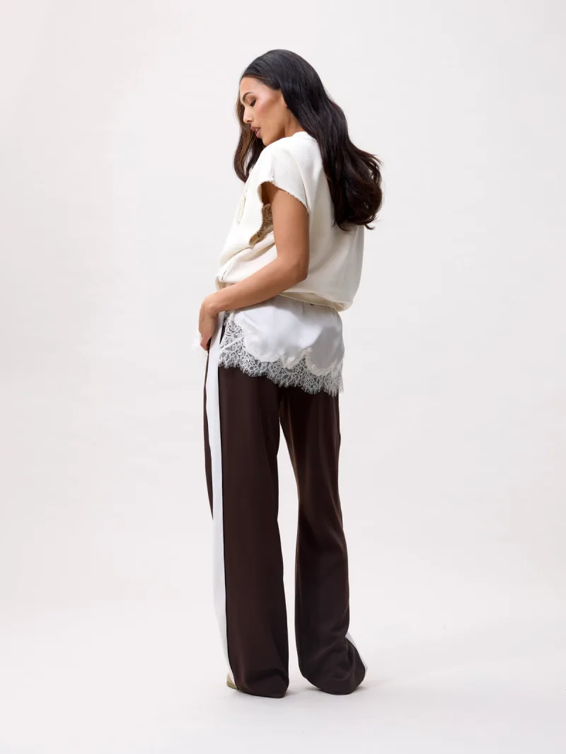 Lace Spaghetti Top van Catwalk Junkie, kleur Cream