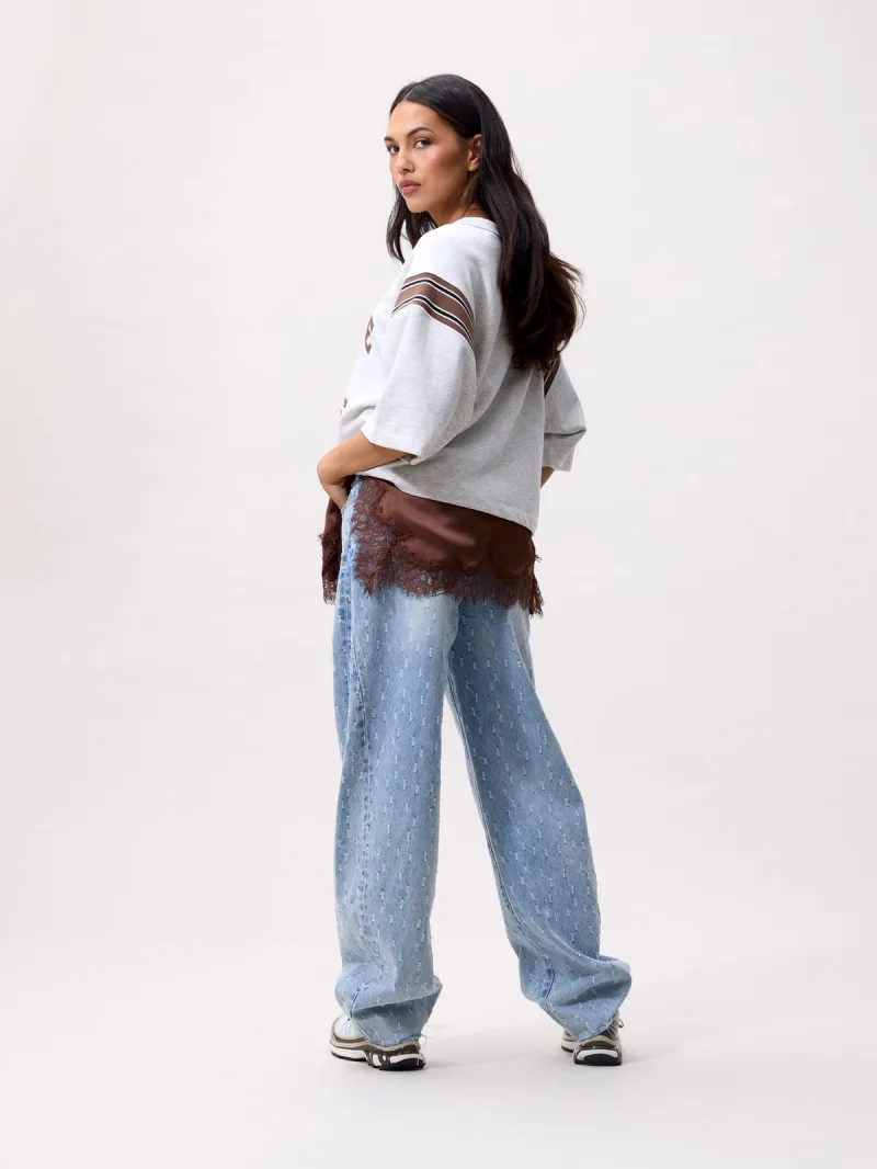 Lace Spaghetti Top van Catwalk Junkie, kleur Rocky Road
