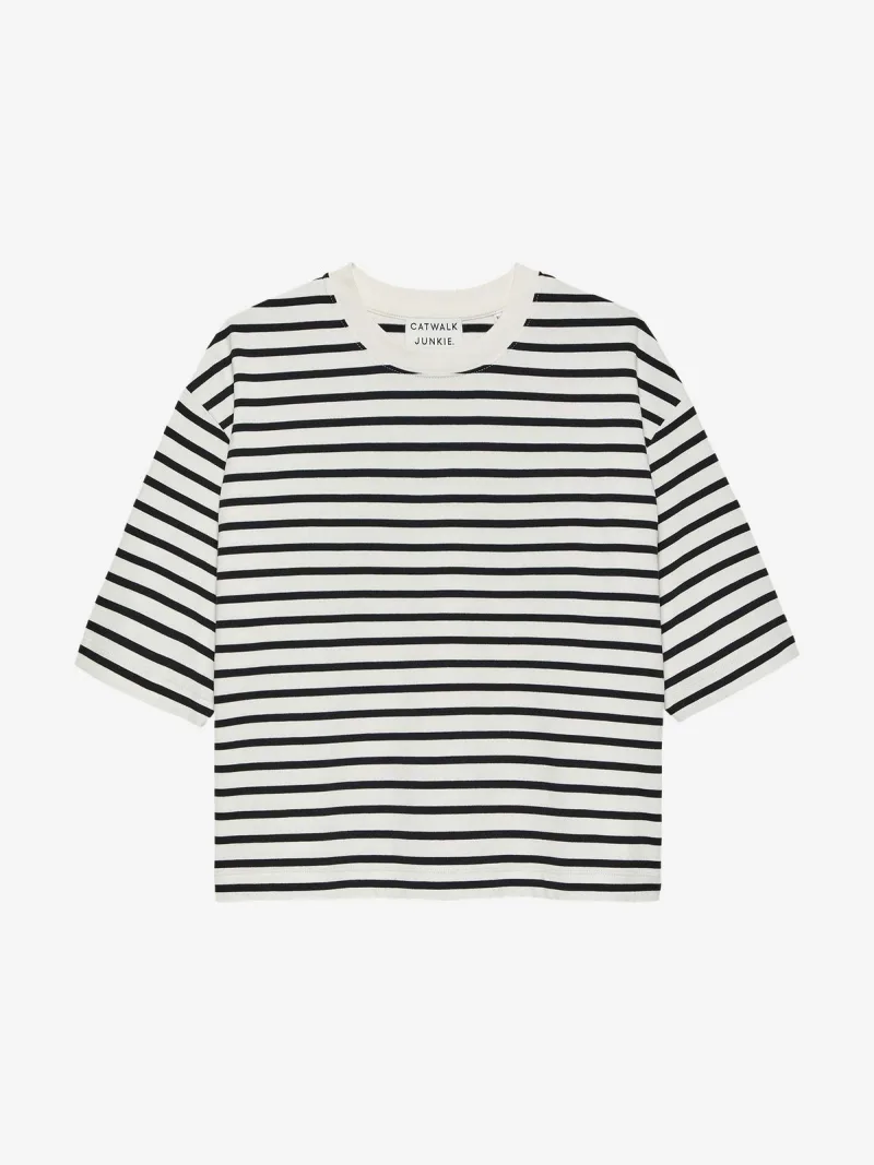 Loose Fit Striped Tshirt van Catwalk Junkie, kleur Black