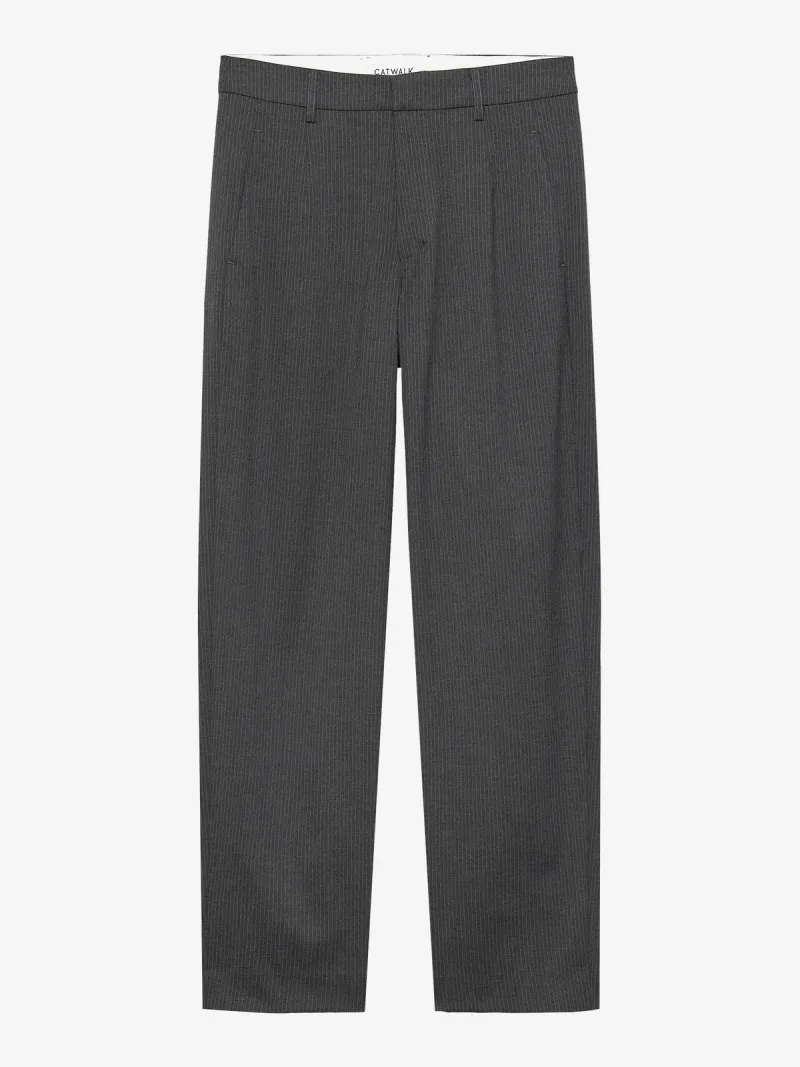 Pinstripe Tapered Trousers van Catwalk Junkie, kleur Dark Grey Melange