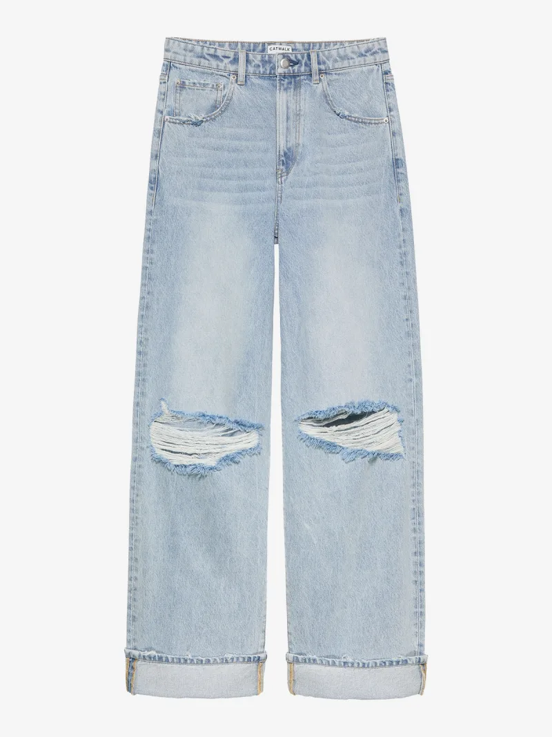 Super Loose Fit Jeans Damaged van Catwalk Junkie, kleur Blue
