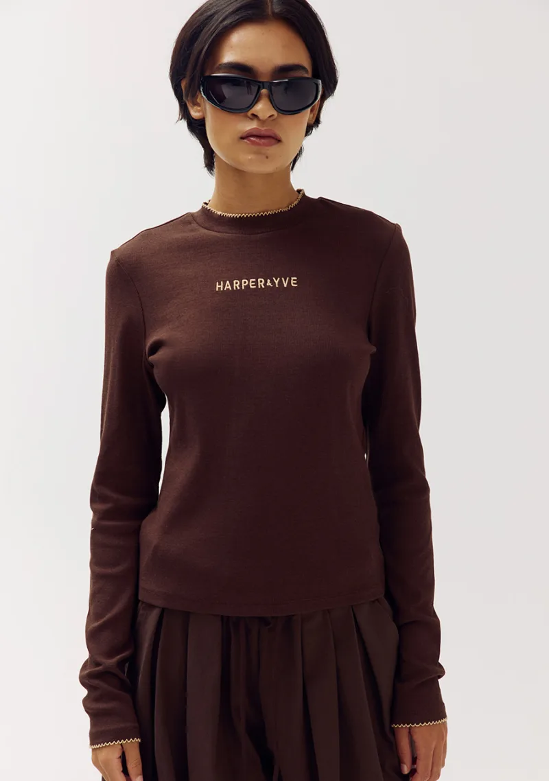 T-shirt Cammy van Harper & Yve, kleur Chocolate Martini