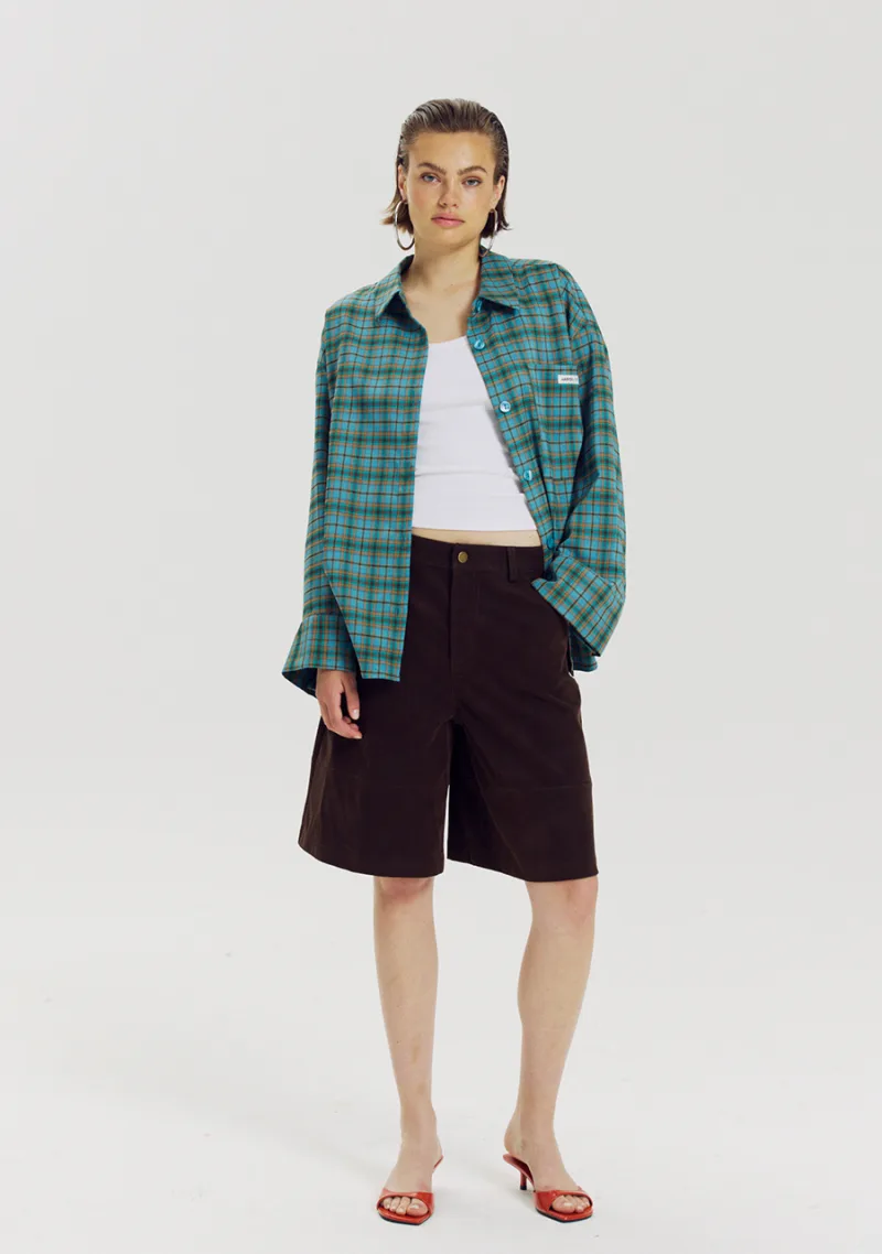 Blouse Jella van Harper & Yve, kleur Teal Blue Check