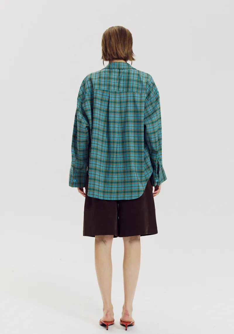 Blouse Jella van Harper & Yve, kleur Teal Blue Check