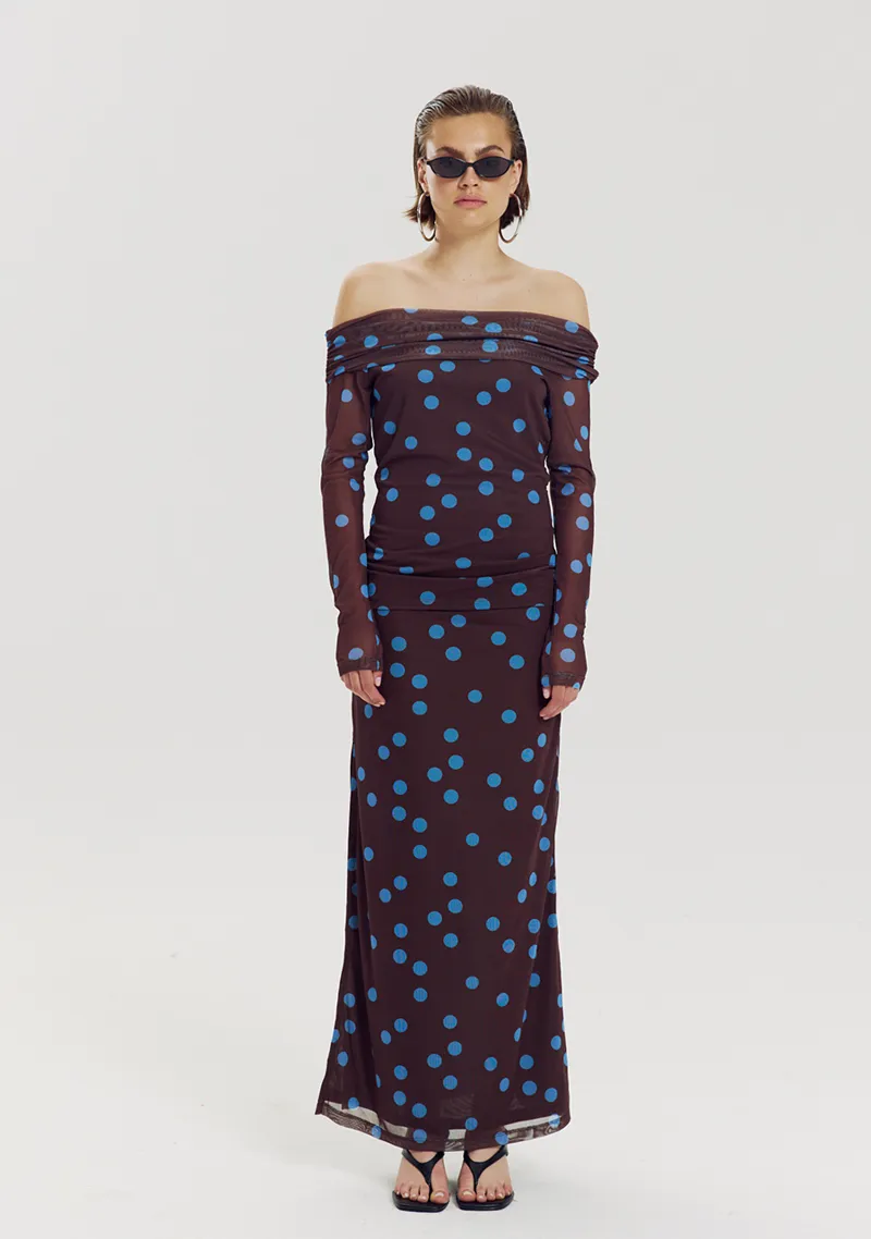 Leny Skirt van Harper & Yve, kleur Blue Polka Dot