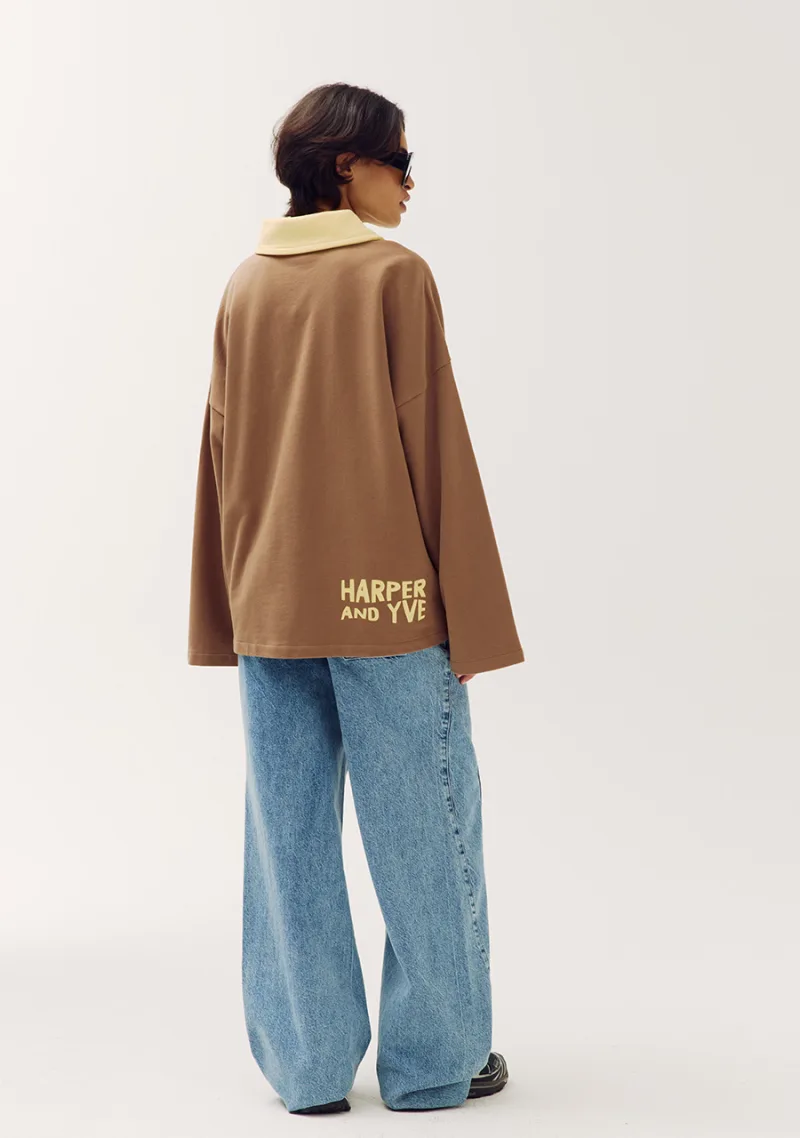 Pollie Jumper van Harper & Yve, kleur Muddy Taupe / Hot Fudge