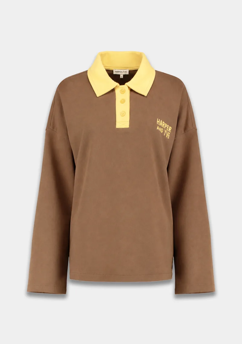 Pollie Jumper van Harper & Yve, kleur Muddy Taupe / Hot Fudge