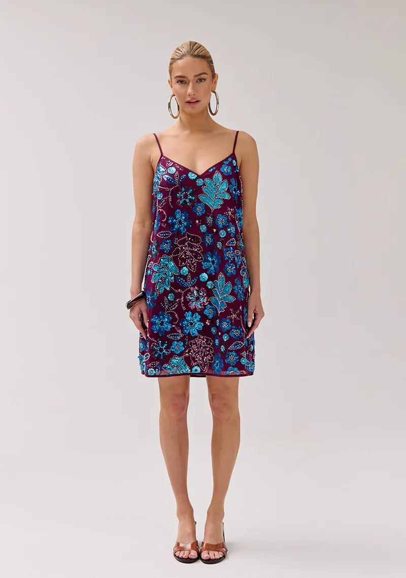 Jurk Romy van Harper & Yve, kleur Cassis Blue Sequin