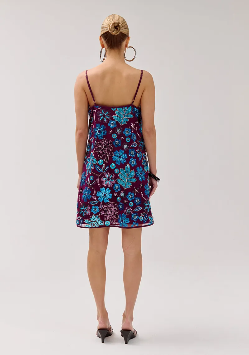 Jurk Romy van Harper & Yve, kleur Cassis Blue Sequin