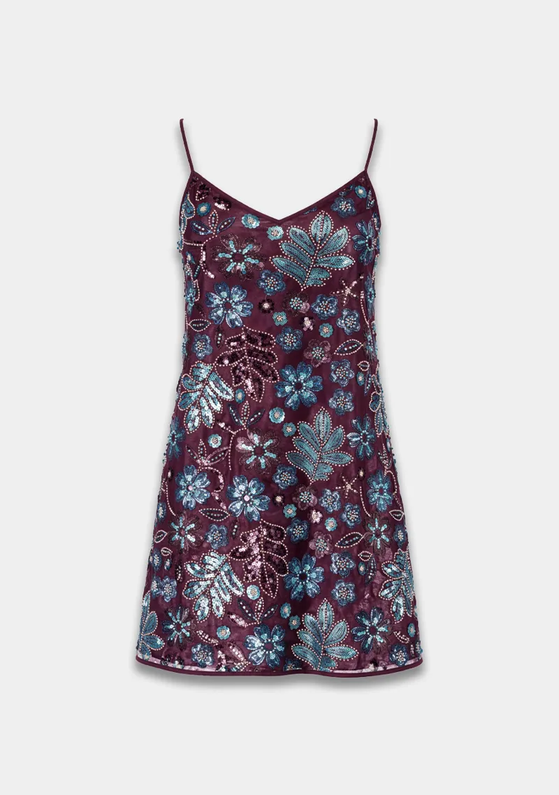 Jurk Romy van Harper & Yve, kleur Cassis Blue Sequin