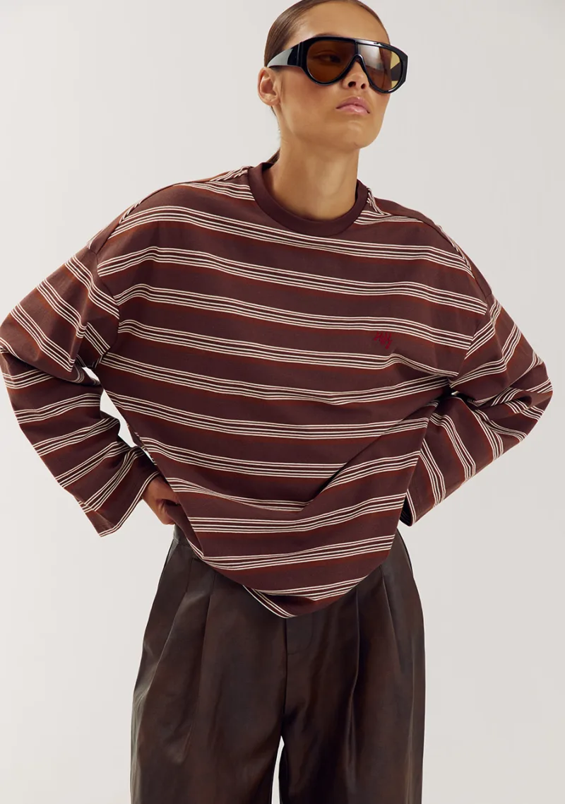 T-shirt Tommy van Harper & Yve, kleur Brown Stripe