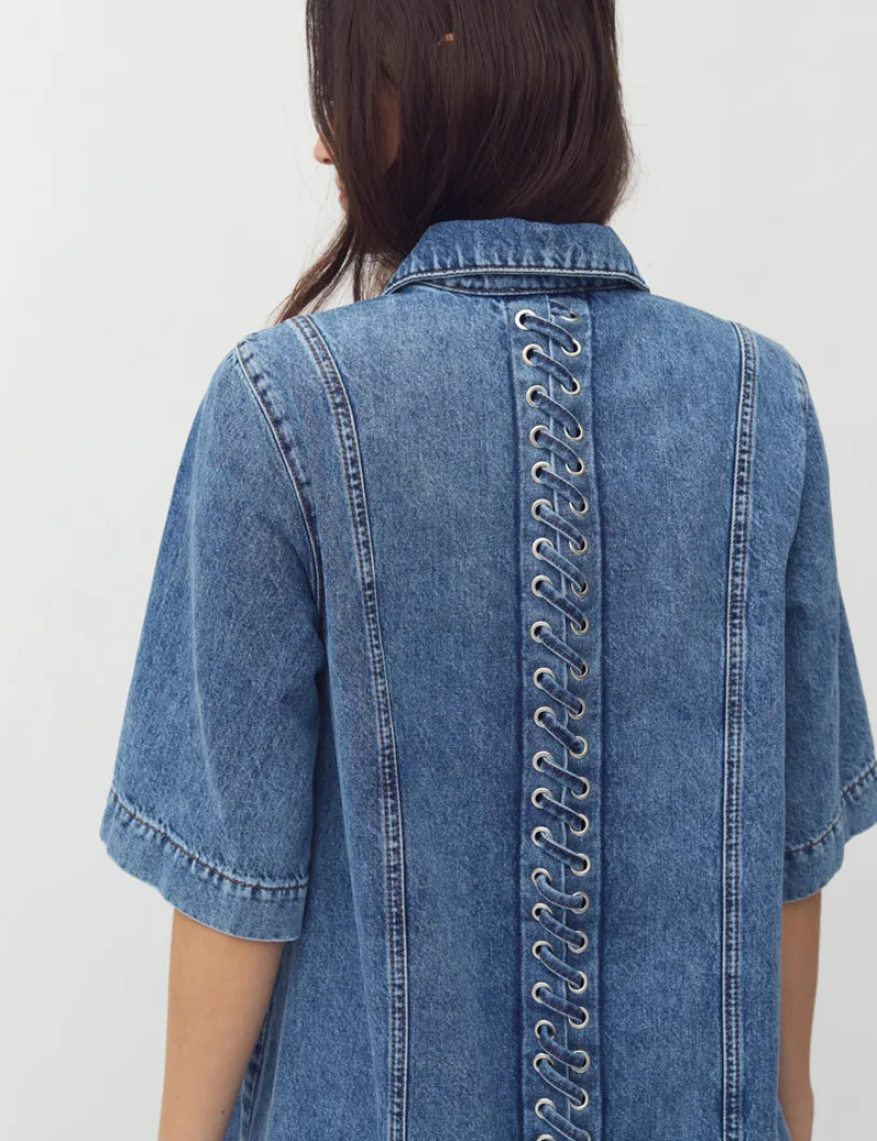 Balami Dress van MbyM, kleur Mid Blue Vintage
