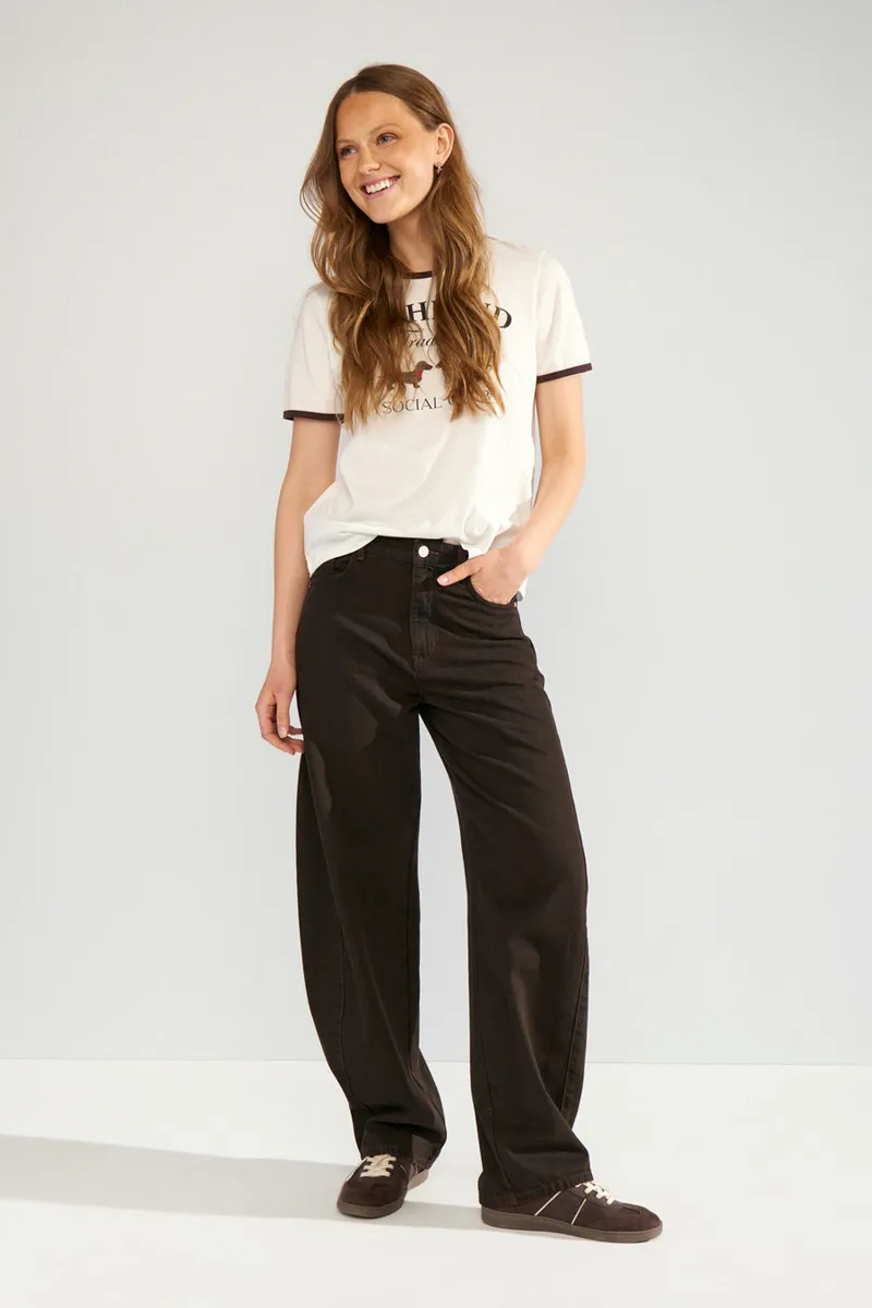 Nuamsterdam Hr Barrel Jeans van Nümph, kleur Black Coffee