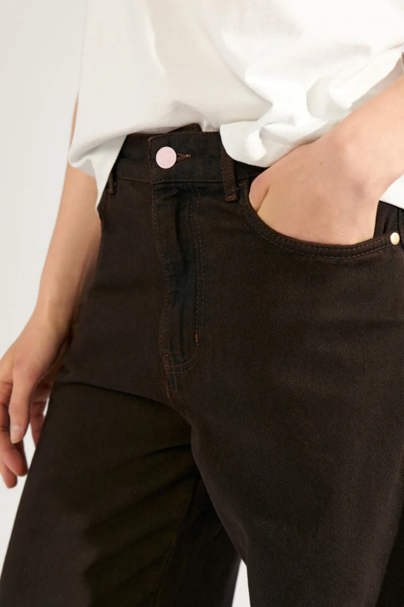 Nuamsterdam Hr Barrel Jeans van Nümph, kleur Black Coffee