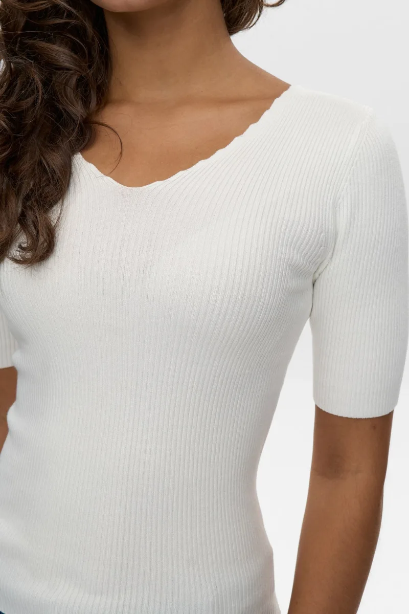 Nuayelet Ss Pullover Cropped van Nümph, kleur Cloud Dancer