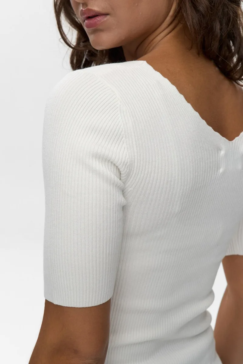 Nuayelet Ss Pullover Cropped van Nümph, kleur Cloud Dancer