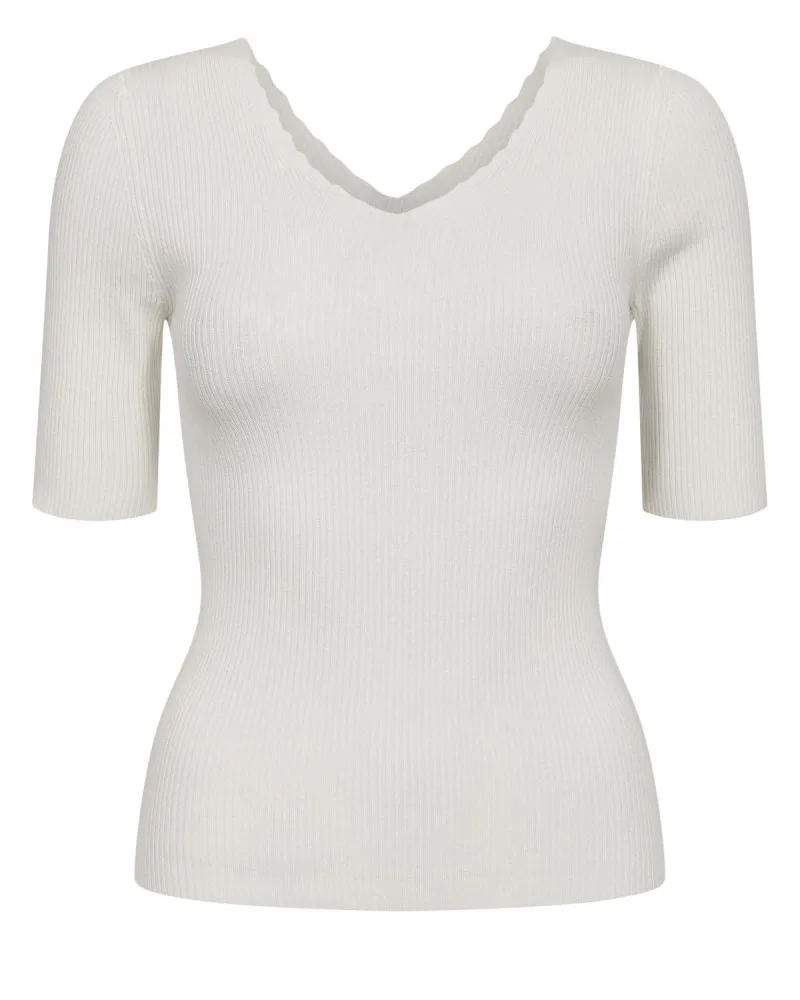 Nuayelet Ss Pullover Cropped van Nümph, kleur Cloud Dancer