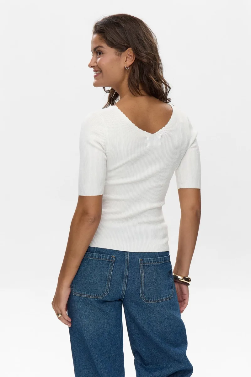 Nuayelet Ss Pullover Cropped van Nümph, kleur Cloud Dancer
