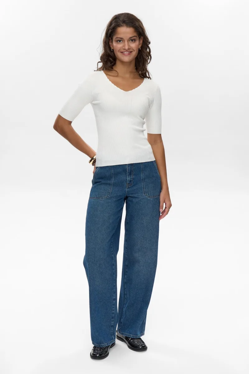 Nuayelet Ss Pullover Cropped van Nümph, kleur Cloud Dancer