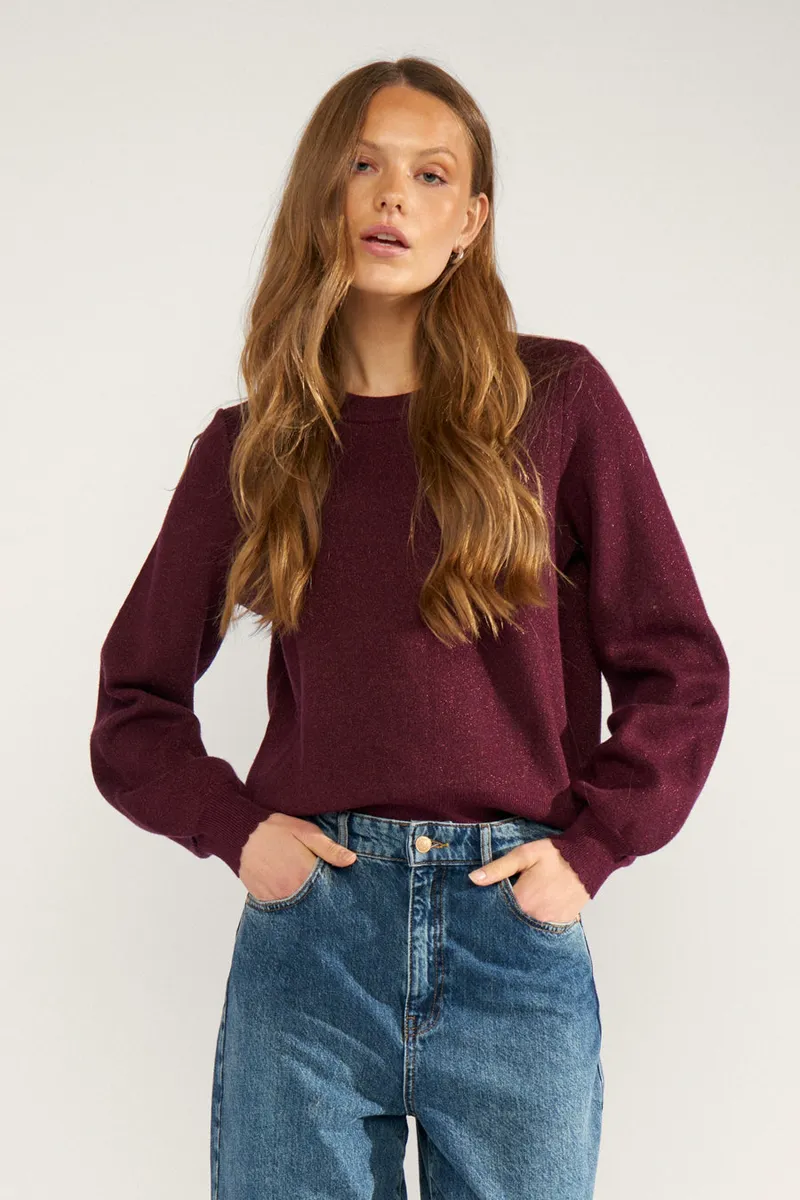 Nubir Solid Pullover van Nümph, kleur Fig
