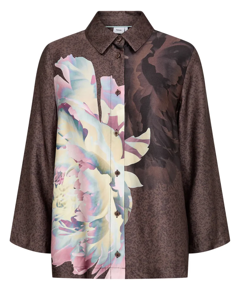 Nucrisa Boxy Shirt van Nümph, kleur Black Coffee